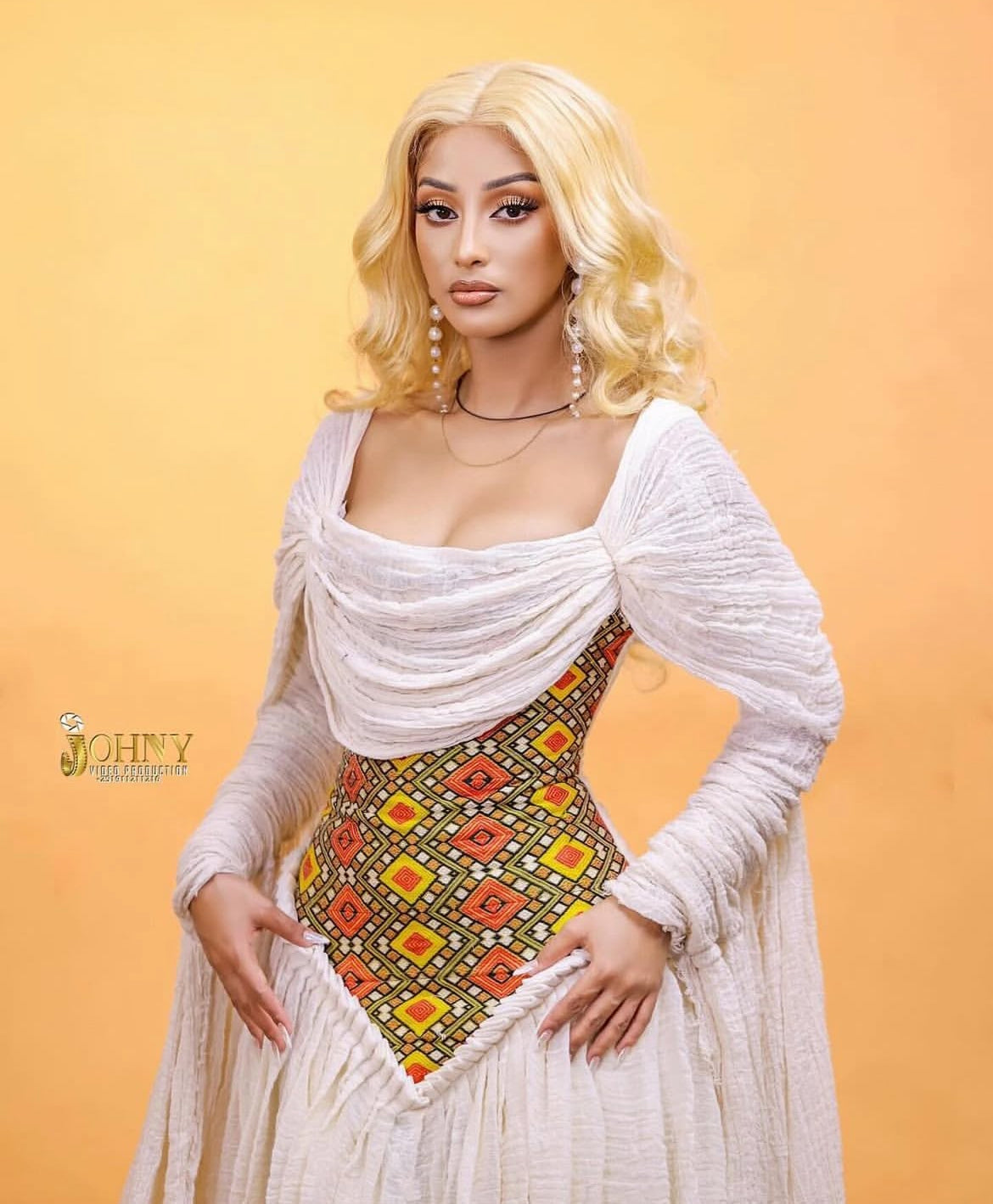 Habesha Dress - Ethiopian Kemis - Green Tibeb Embroidery