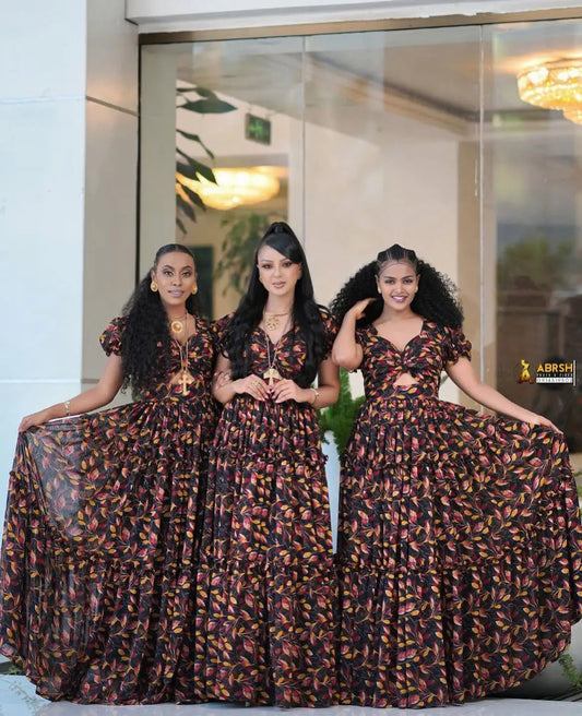 Ethiopian Chiffon Dress - Stylish Shifon Dress - Habesha ሽፎን
