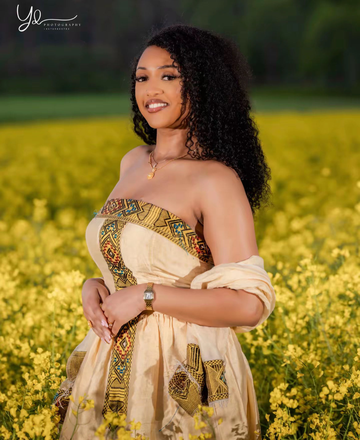 Simple yellow & Gold: Handmade Habesha dress Bezawit