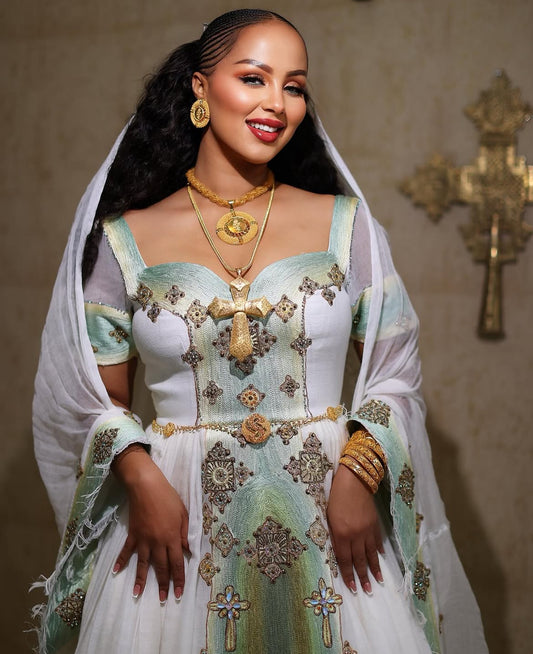 Luxury Habesha Dress - Ethiopian Bride Dress - Custom Wedding Dress