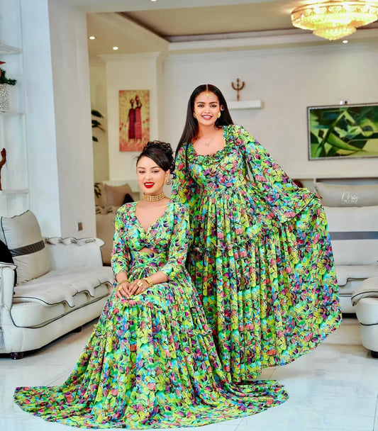 Ethiopian Chiffon Dress - Stylish Shifon Dress - Habesha ሽፎን