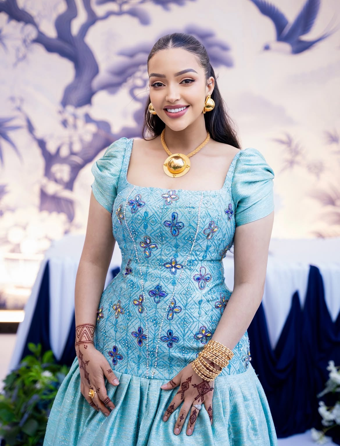 Elegant Light Blue/ Gold Habesha Dress – Traditional Habesha Kemis Ins