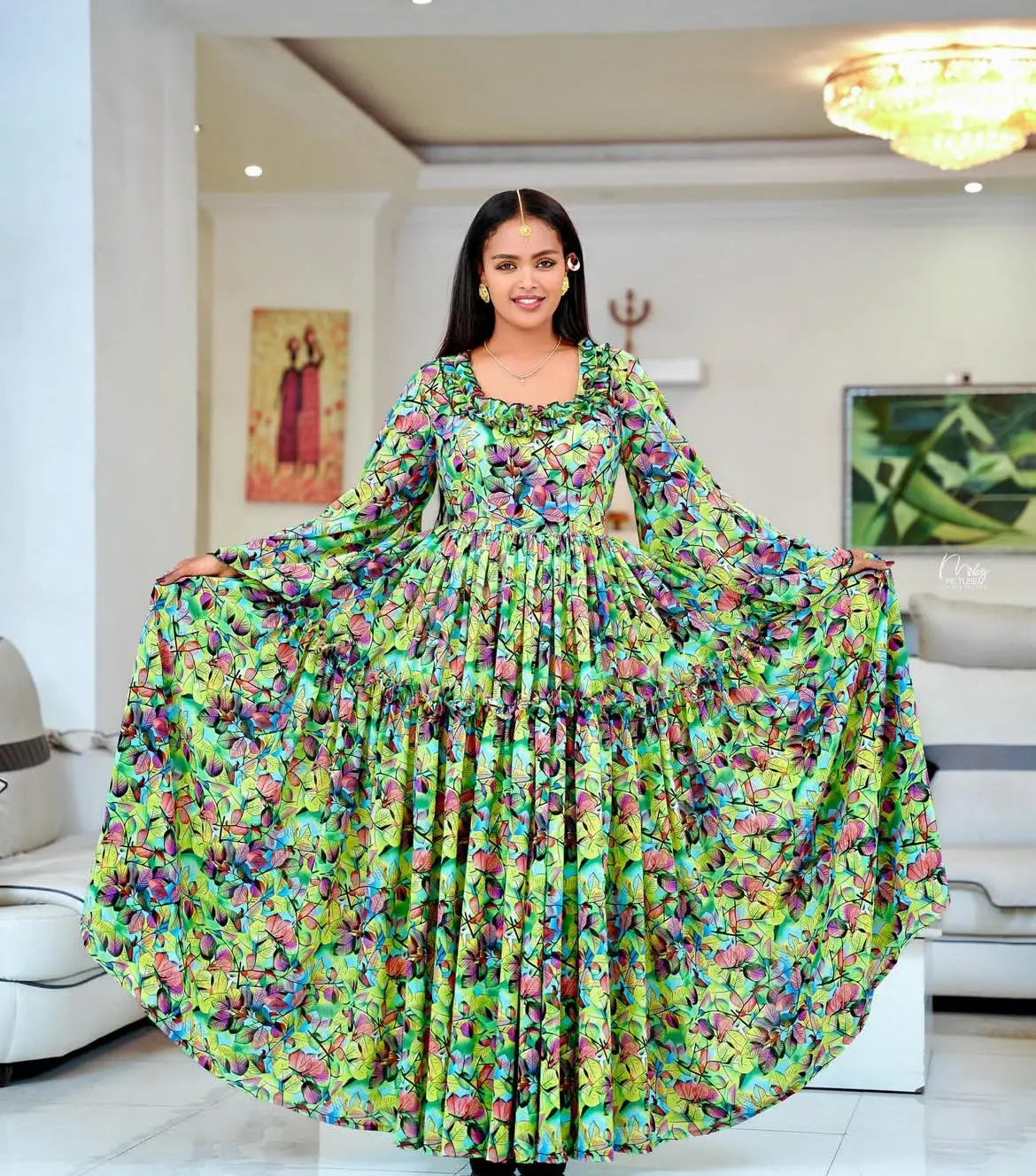 Ethiopian Chiffon Dress - Stylish Shifon Dress - Habesha ሽፎን