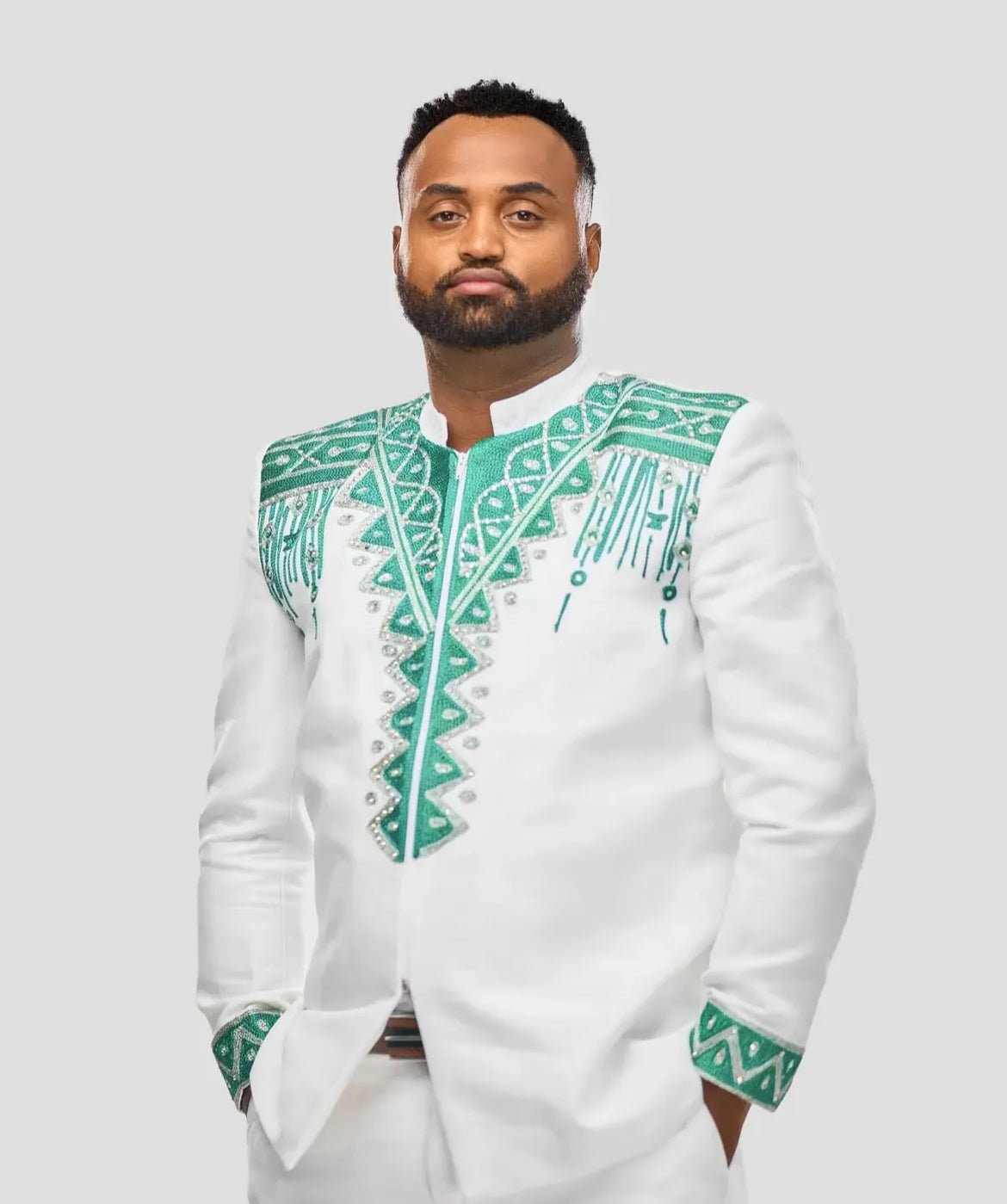 Elegant Habesha Wedding Couple Package – Women’s Kemis + Matching Men’s Look from HabeshaDress.Store Habesha Dresses Store