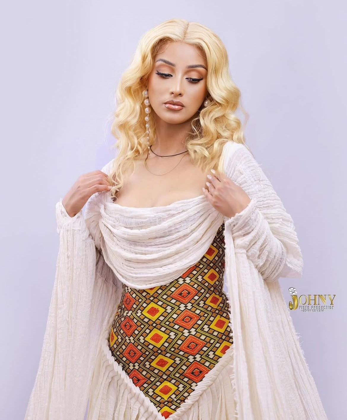 Habesha Dress - Ethiopian Kemis - Green Tibeb Embroidery