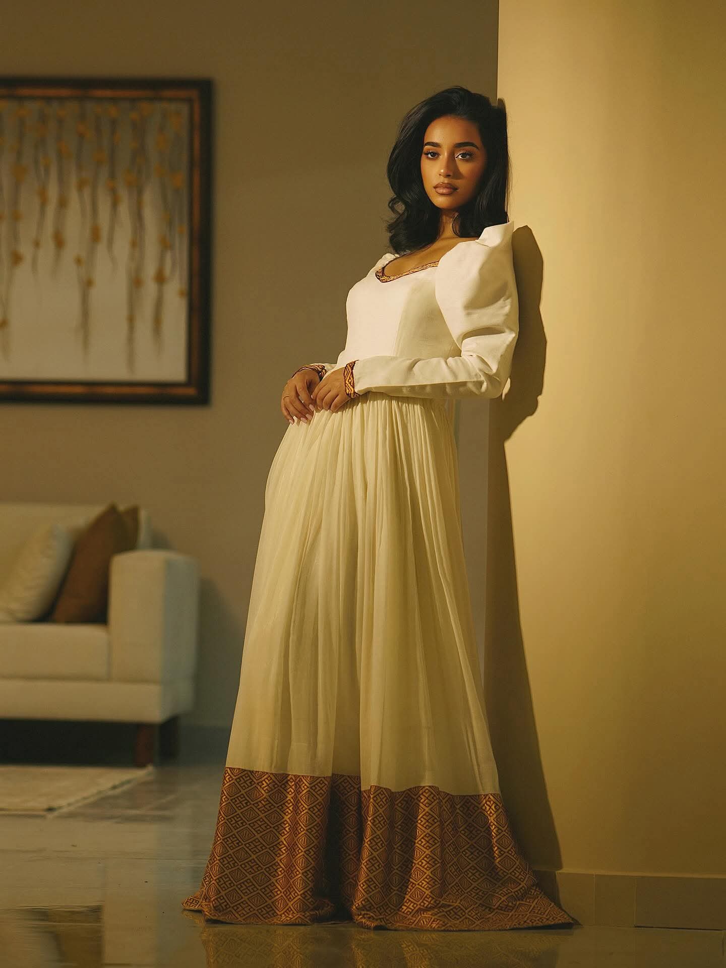Tsehaye Mahari Red Ethiopian Dress – Handwoven Cotton Traditional Habe – Habesha Dress Store