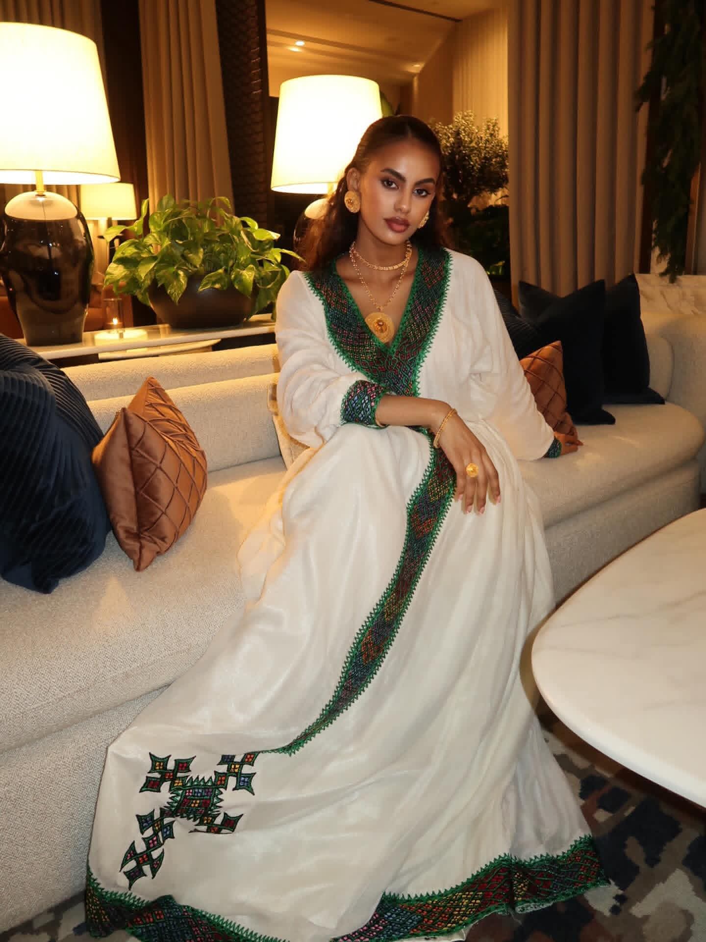 ethiopian dress design Green | Classic Tibeb Color:Cinderella Pink Whether youre honoring tradition sequin outfit Women's Polka Dot Mini