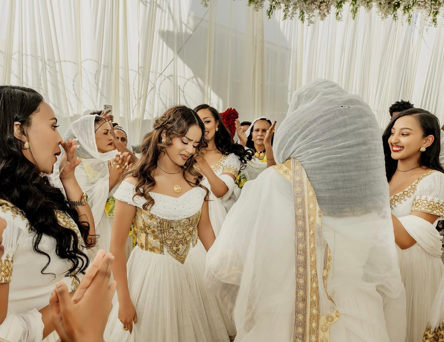 Gold Habesha Kemis – Premium Handcrafted Wedding Dress for Ethiopian Brides | Model Finan Hidru