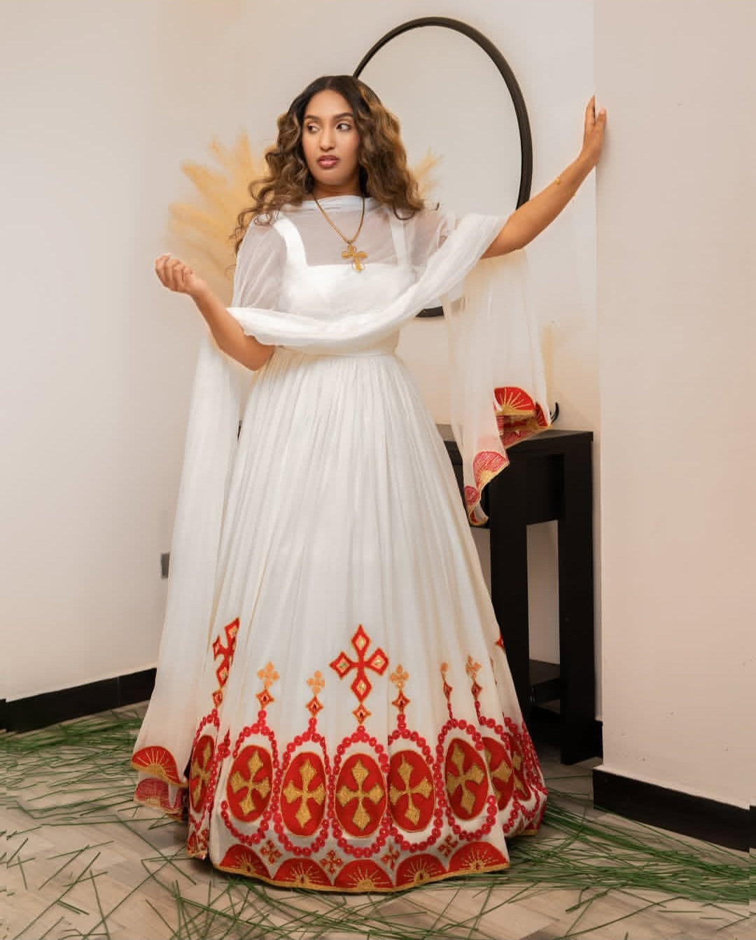 Custom Habesha Dress with Netela – Ethiopian Cultural Attire for Brides & Weddings