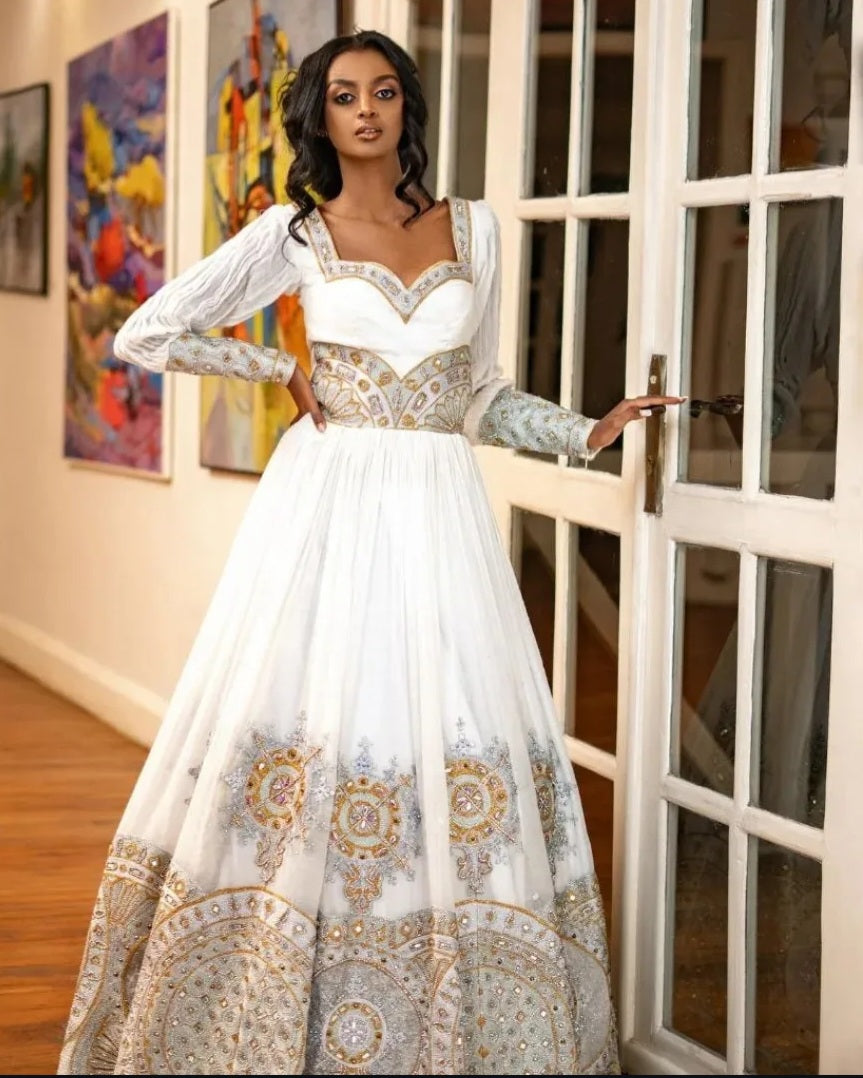 Custom Habesha Dress with Ornate Embroidery