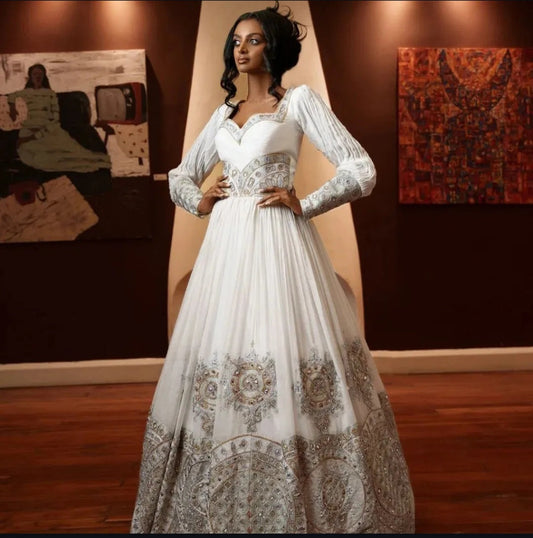 Custom Habesha Dress with Ornate Embroidery Bezawit