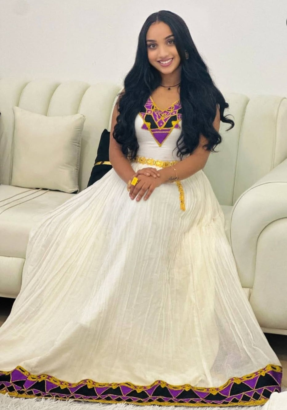 Lively Multi-Color Habesha Dress - Traditional Ethiopian Zuria for Festivals Bezawit