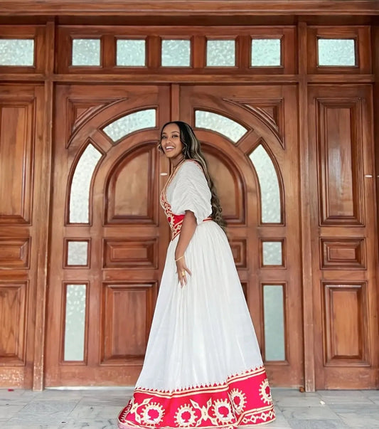 Elegant Traditional Ethiopian Habesha Dress - Classic Habesha Kemis Outfit Bezawit
