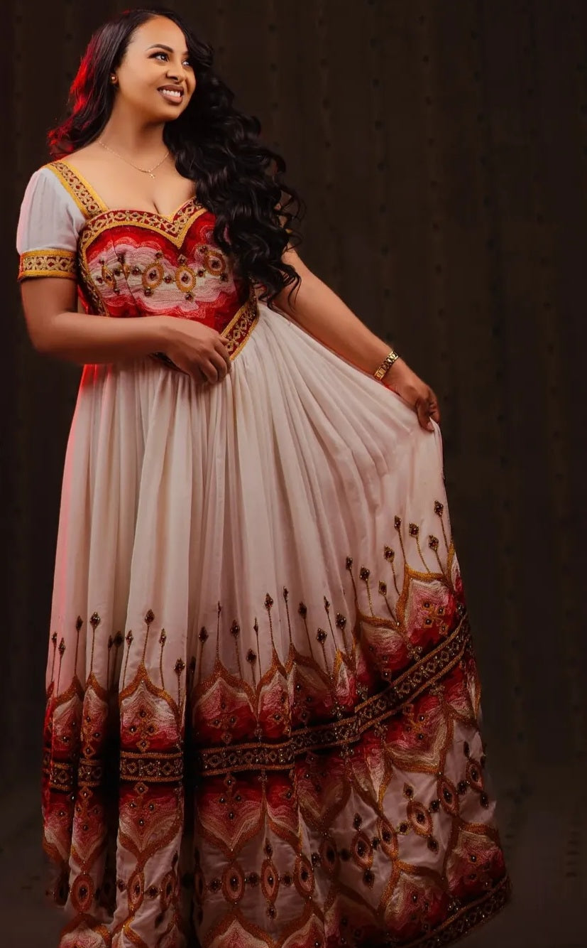 Traditional Ethiopian wedding Dress - Handmade Cultural Habesha Bridal Gown Bezawit