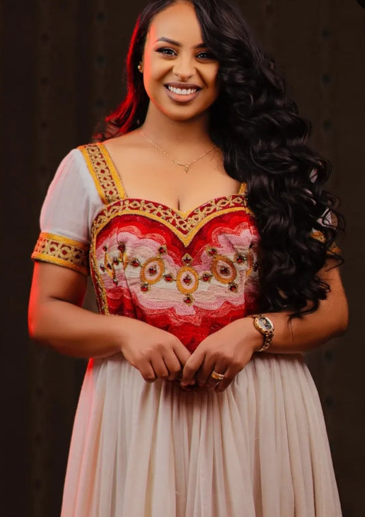 Traditional Ethiopian wedding Dress - Handmade Cultural Habesha Bridal Gown Bezawit