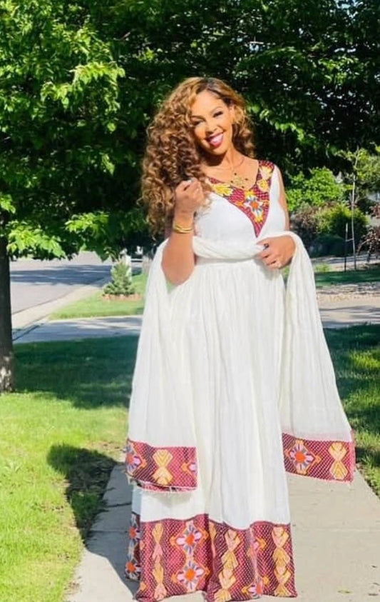 Stylish Modern Habesha Dress for Women - Ethiopian Traditional Dress Bezawit
