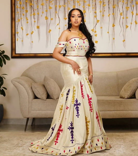 Custom Habesha Dress for Weddings - Modern Ethiopian Mermaid Style Attire from Tsehaye Mehari Bezawit