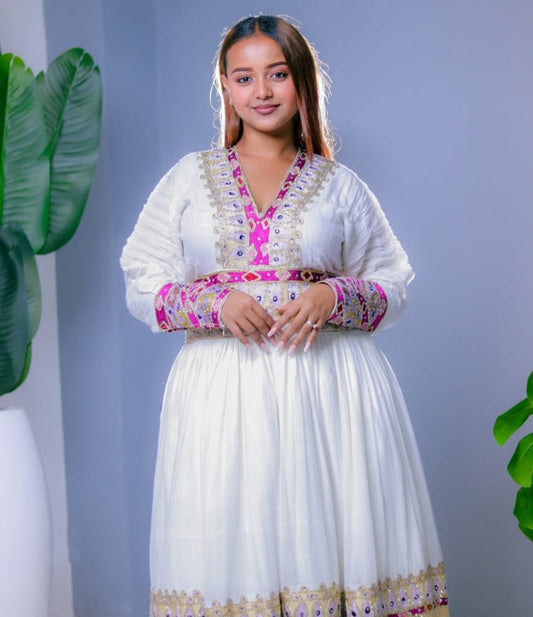 Elegant Ethiopian Zuria with purple & Gold Tibeb Bezawit