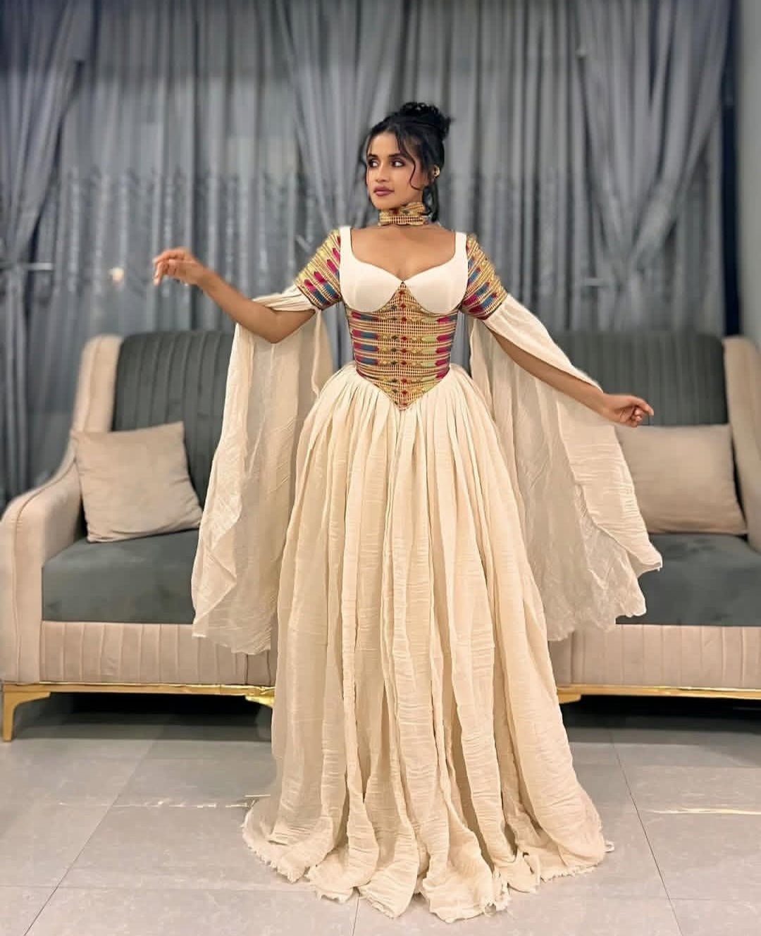 Habesha Dress - Modern Gold new Style for Special Events
