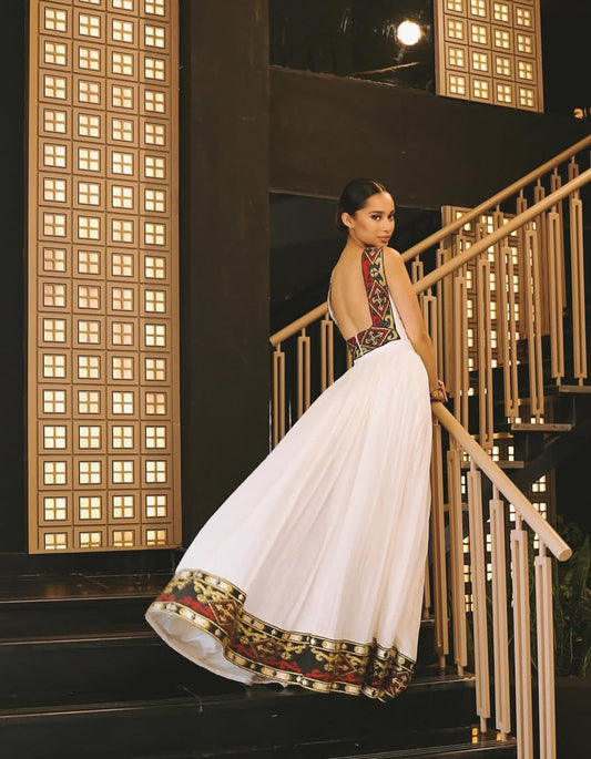 Habesha Dress - White Habesha Kemis with a Modern Twist