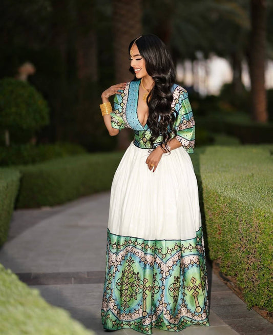 Eritrean Dress - Authentic White Wedding Attire for Diaspora Women