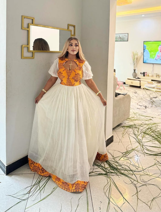 Habesha Kemis - Simple White for Special Ceremonies