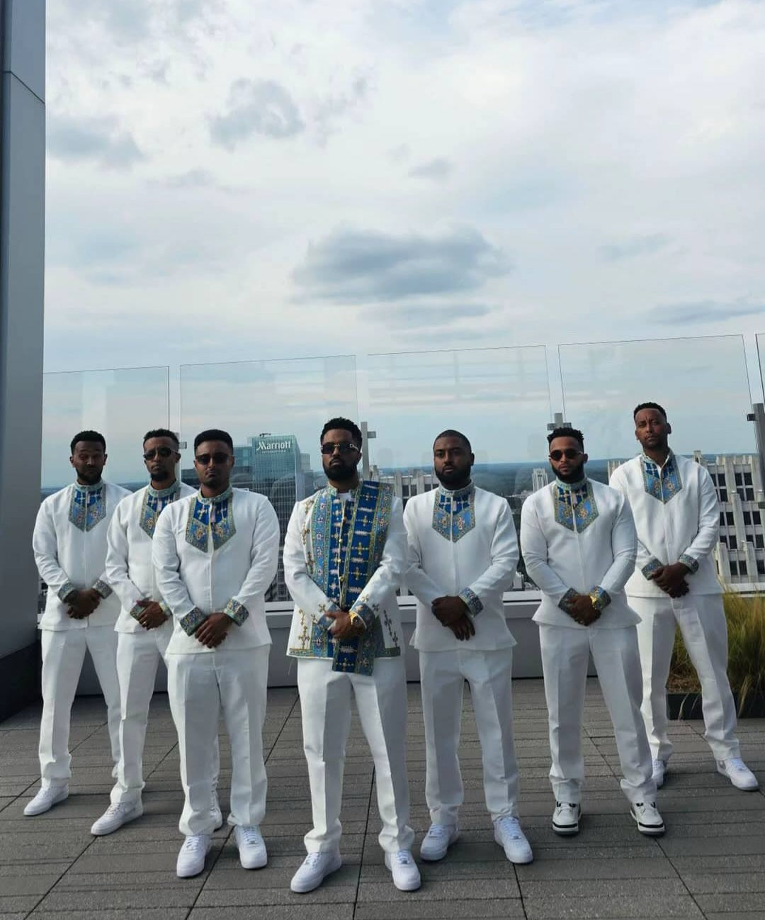 White Wedding Habesha Kemis & Matching Men's Shirt - couples set
