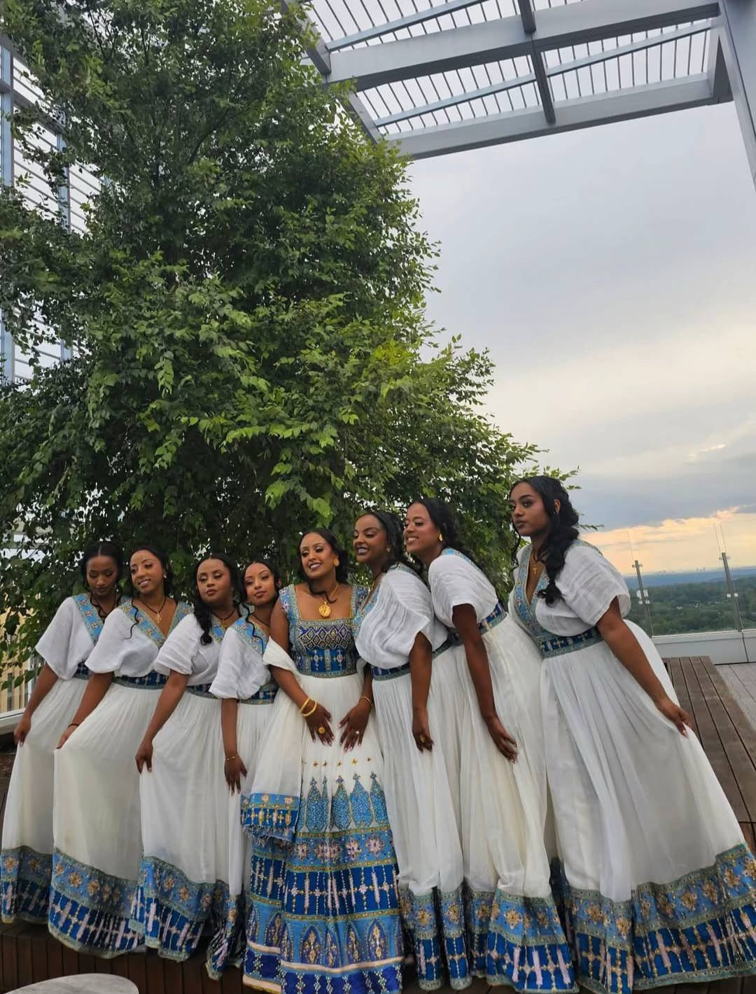 White Wedding Habesha Kemis & Matching Men's Shirt - couples set