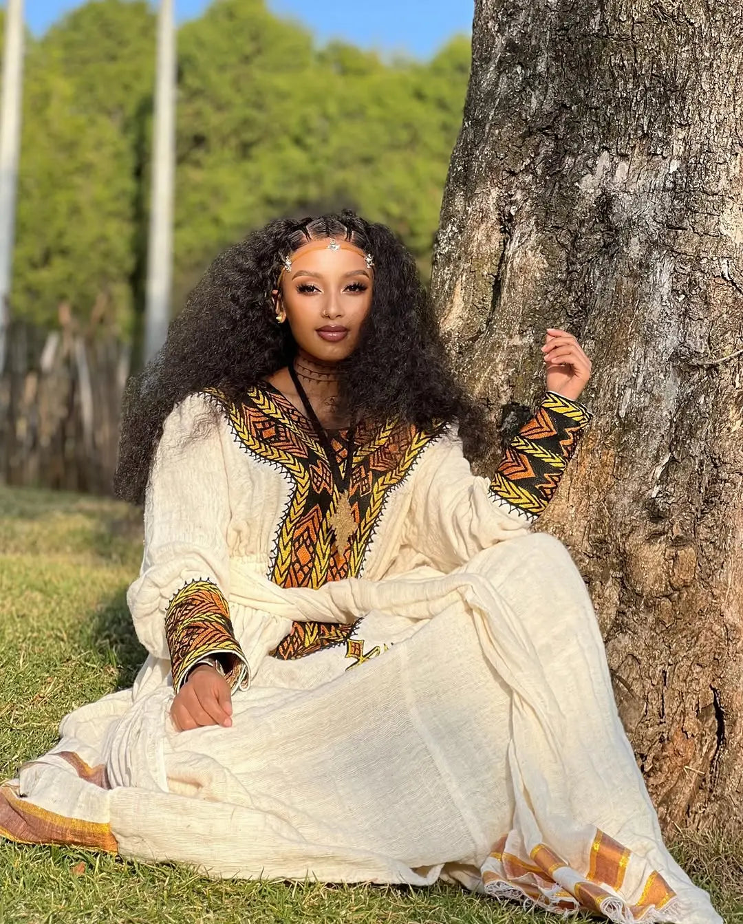 Elegant Ethiopian Dress - Habesha Kemis - Gondar Embroidery
