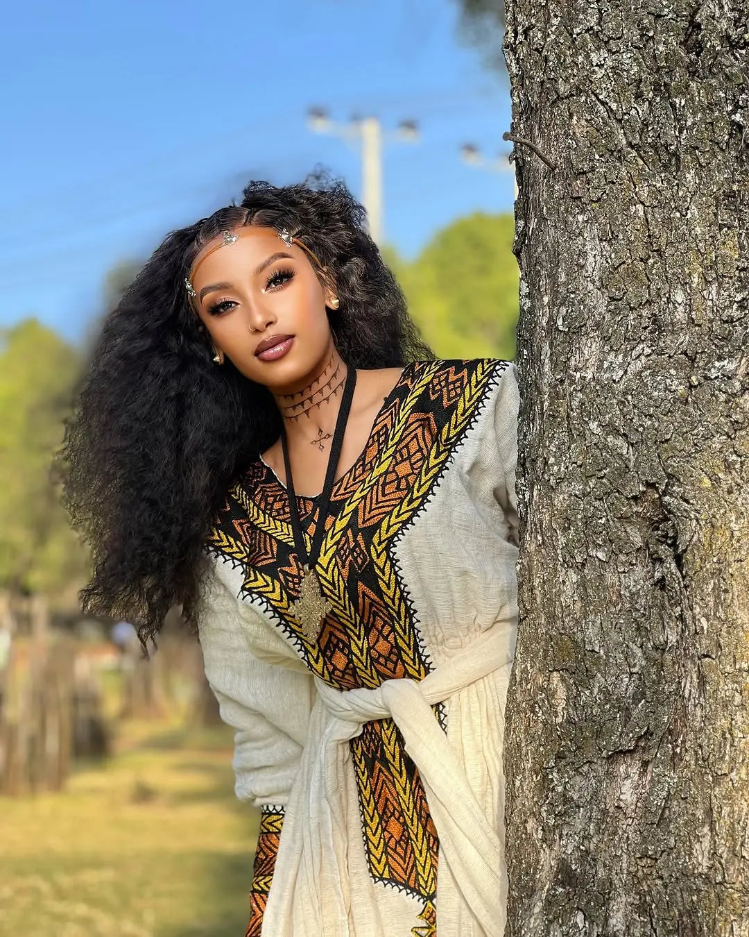Elegant Ethiopian Dress - Habesha Kemis - Gondar Embroidery