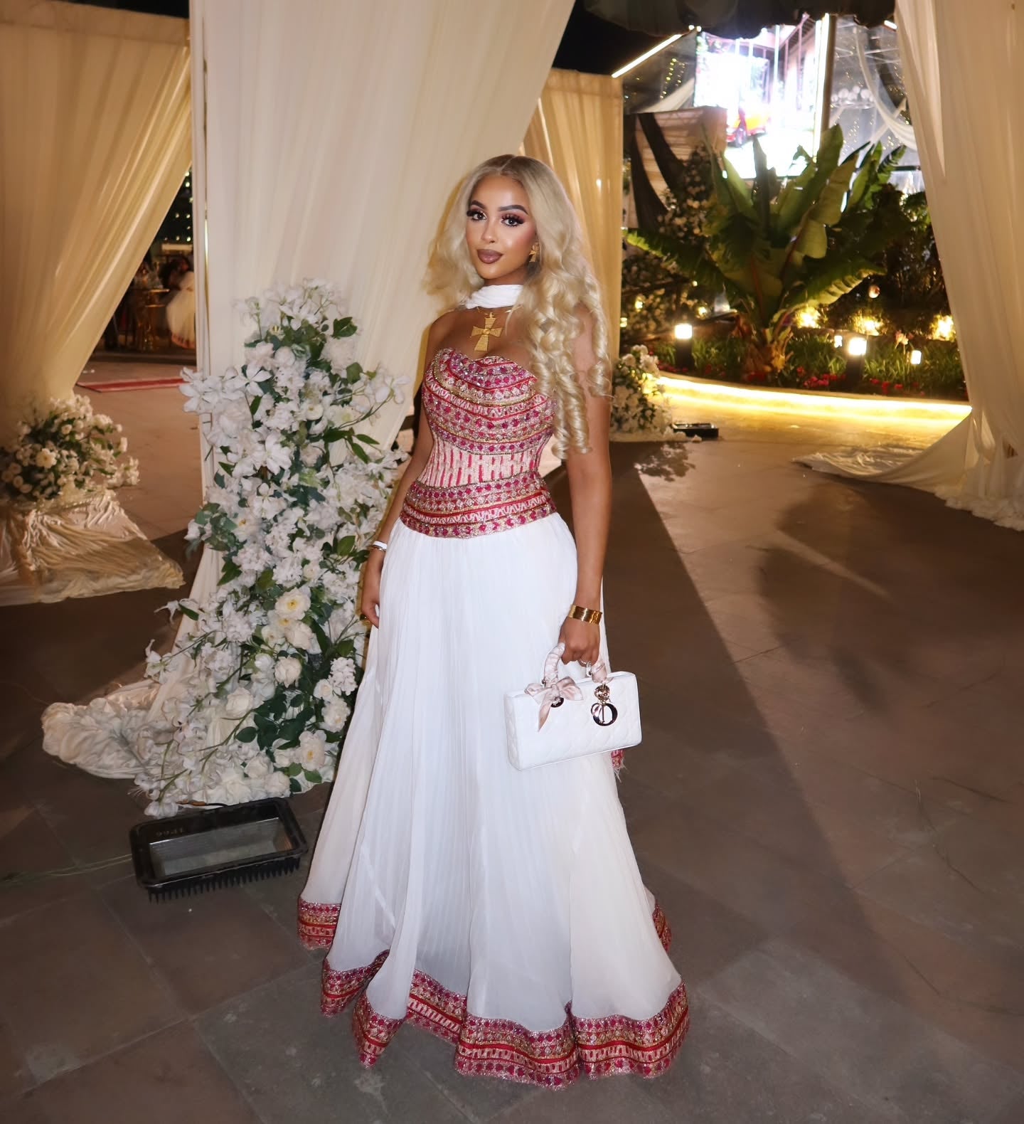 ENKU Design Red Habesha Dress – Bridal Cotton Design for Genna Celebra