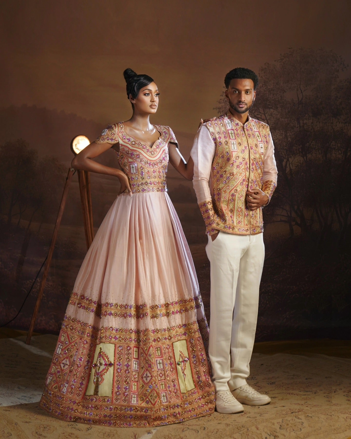 Pink Ethiopian Wedding matching couple set| Custom Fit