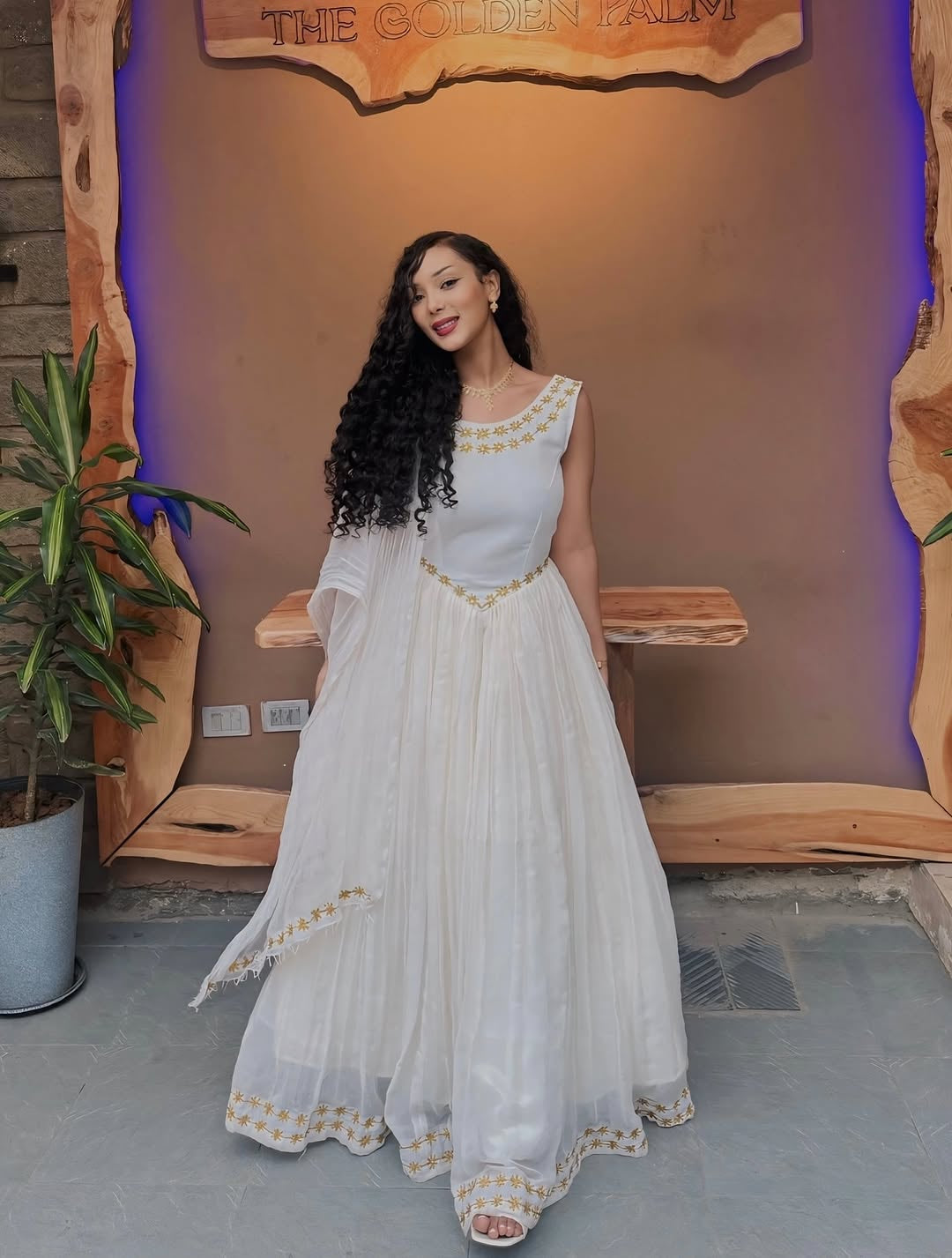 Habesha Dress – Elegant White Cotton with Handwoven Borders for Church Celebrations