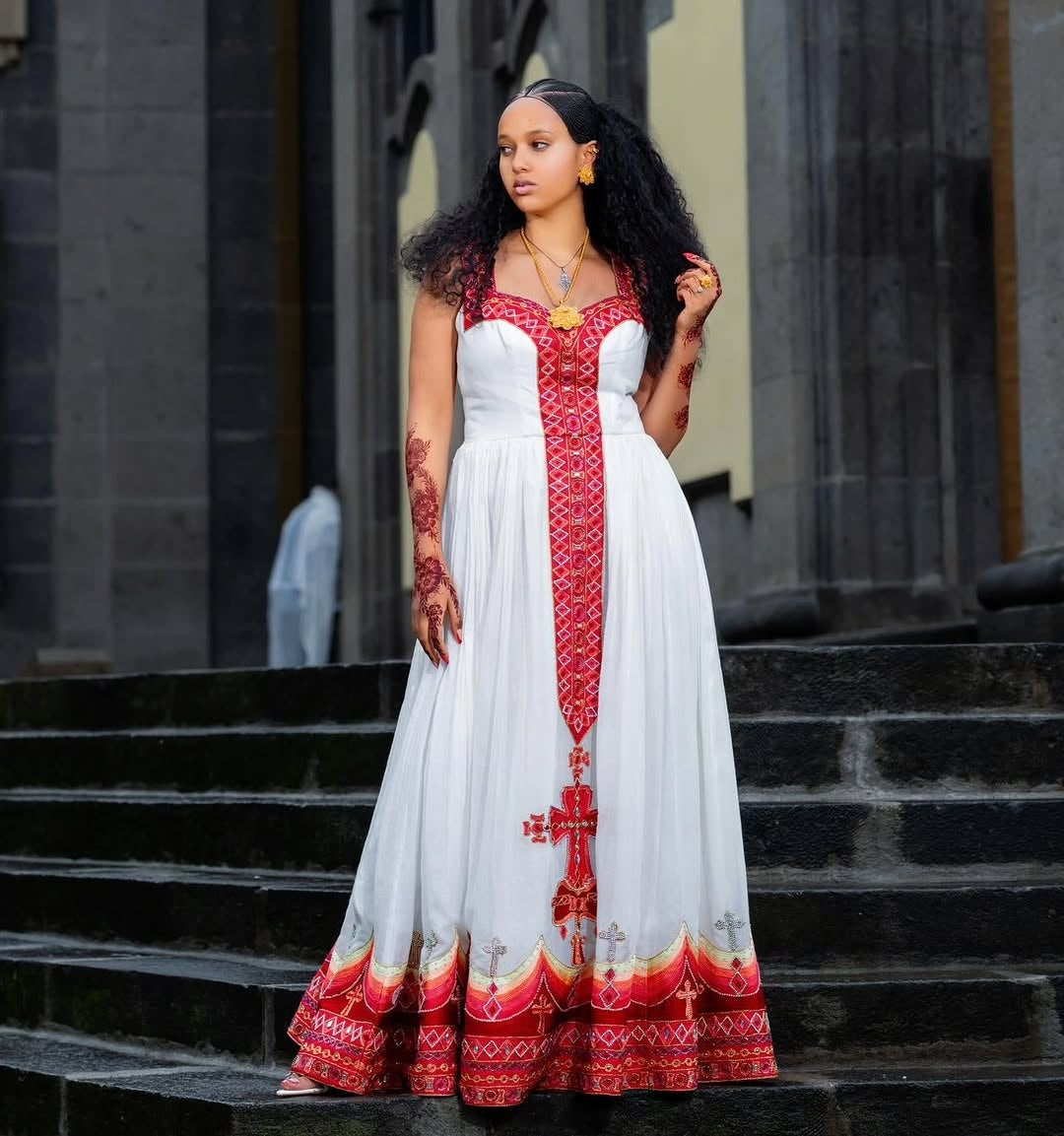Ethiopian Traditional Habesha Dress – Elegant Cultural Dress with Handcrafted Embroidery L