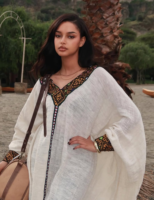 ኢትዮጵያ ሐበሻ ልብስ | ትክክለኛ በእጅ የተሰራ የጥጥ ቀሚስ