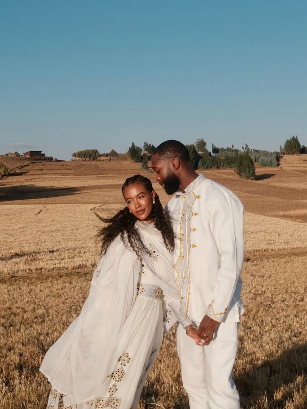 White Matching couple Outfit set – Elegant Ethiopian Traditional Coupl –  Habesha Dresses Store