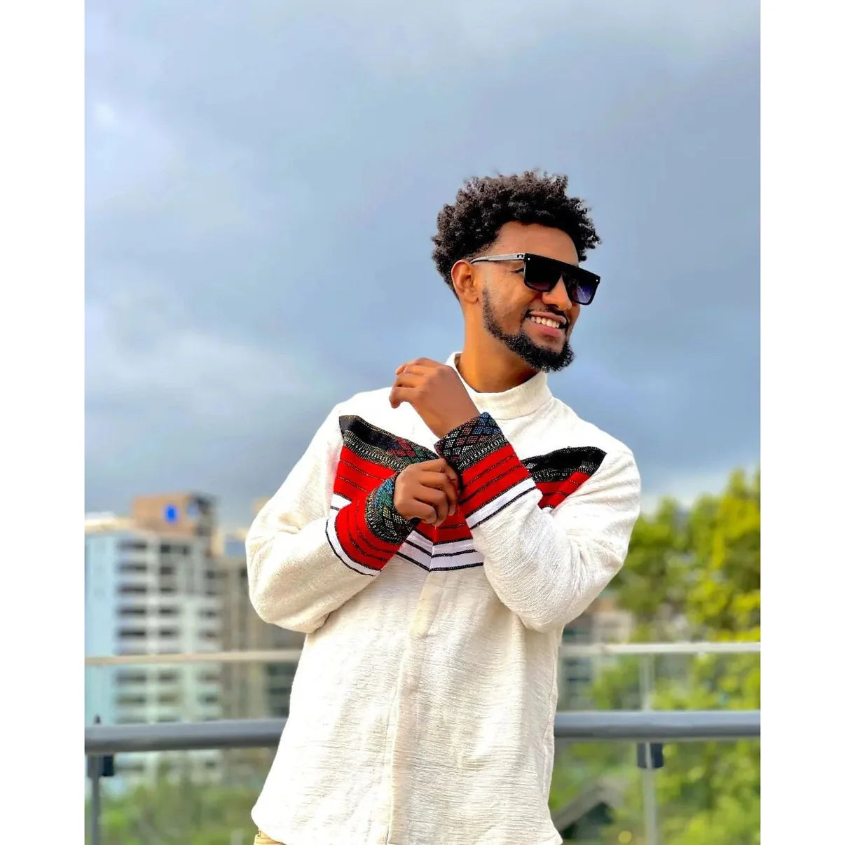 Men's Habesha Cloth - Premium White Traditional Shirt & Pants Set (Custom Tailored) Habesha Dresses Store
