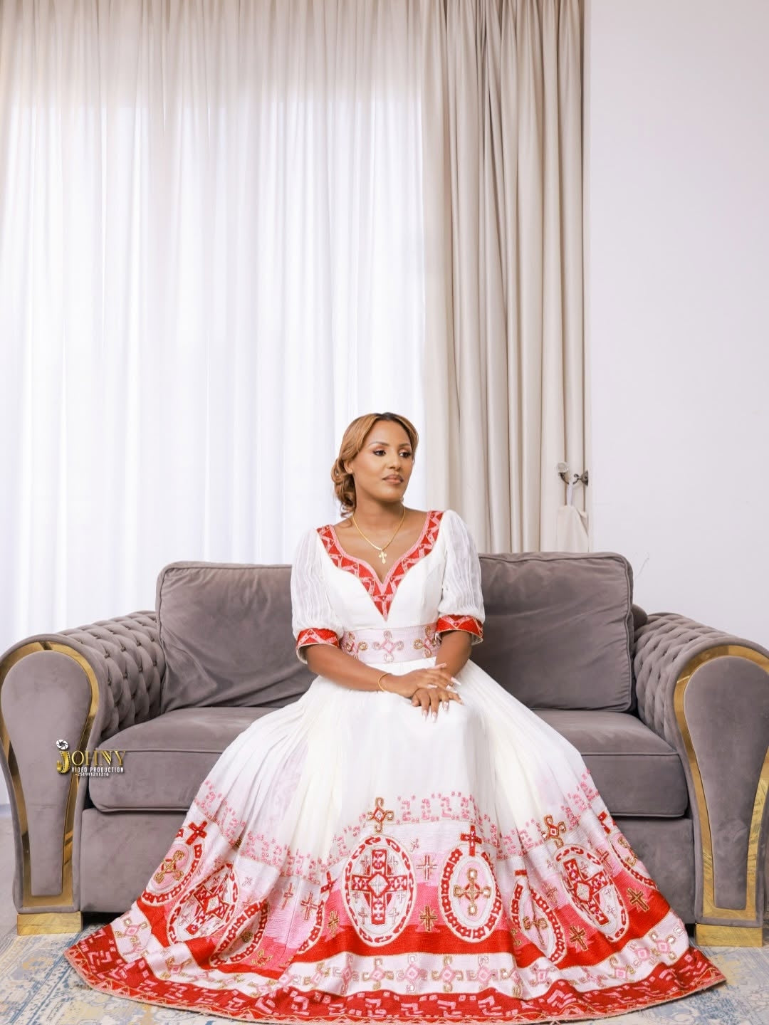 Red Habesha Libs Family Matching Set – Coordinated Ethiopian Traditional Dress Collection for Weddings & Cultural Celebrations