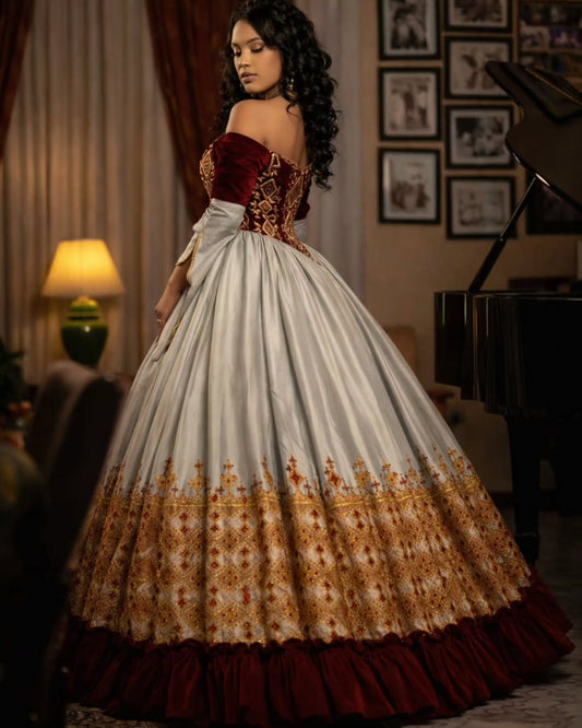 Kal Queen Closet Red Habesha Wedding Dress – Sophisticated Design for Weddings
