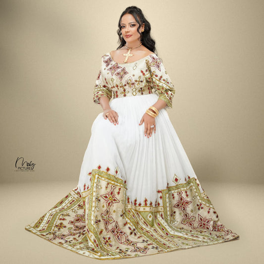 Kal Queen Closet Green Habesha Wedding Dress – Modern Ethiopian Bridal Style for Ethiopian Weddings