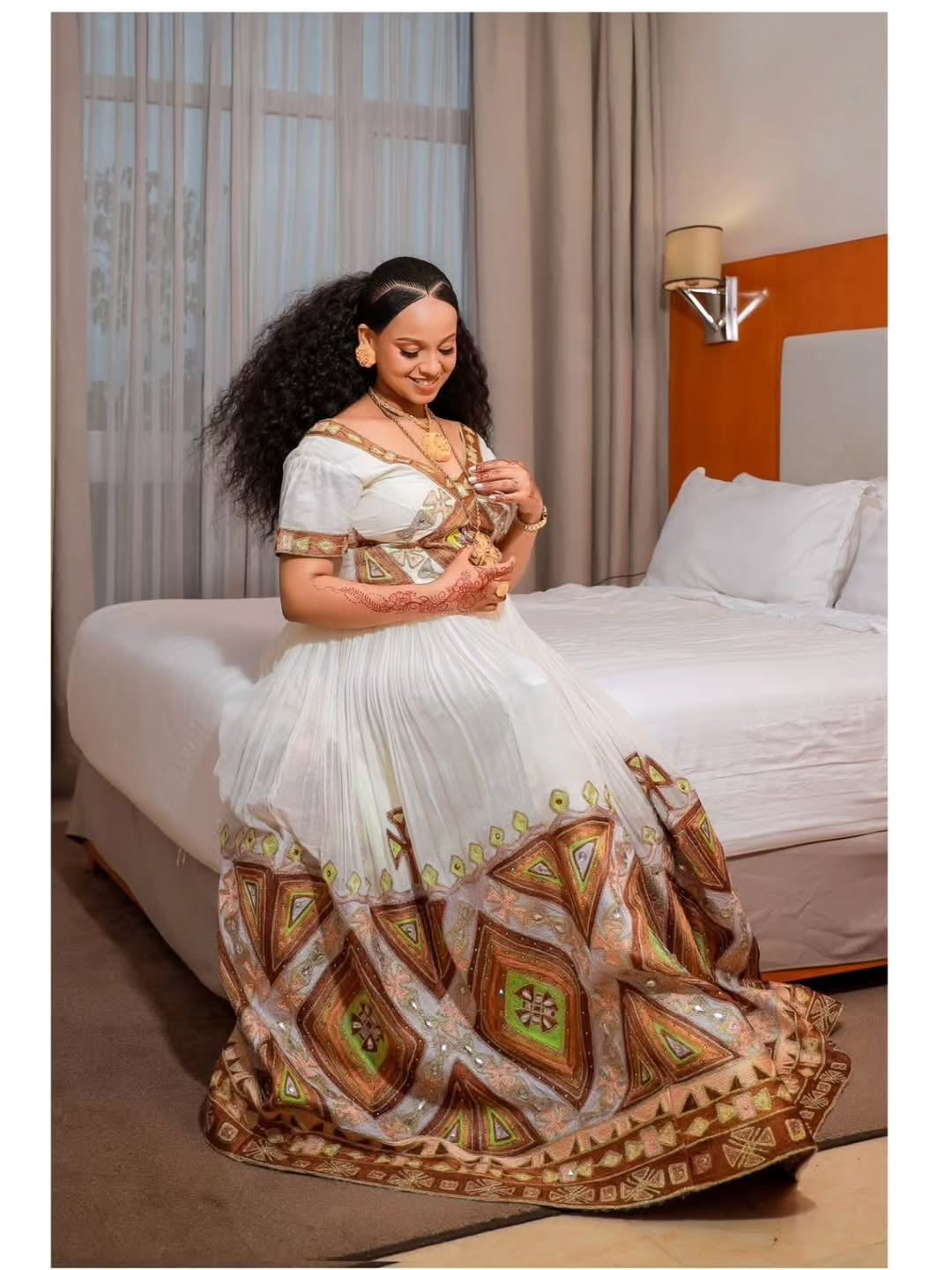 Gold Ethiopian Libs – Modern Traditional Dress for Evening Wedding Celebrations L