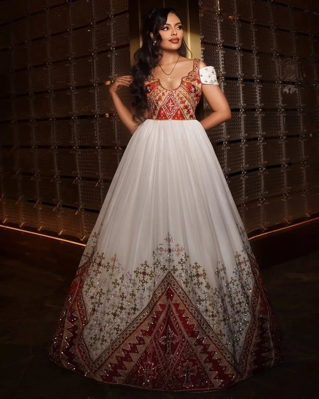 ethiopian bridesmaid dresses Elegant Red Wedding Dress – Traditional Habesha Kemis with R – Habesha Dress Store Gold Embroidery Filter:Size:3 018569af91207ddff29be00afedc36ad.jpg Color:Navy with Yellow/Red/White Stripes