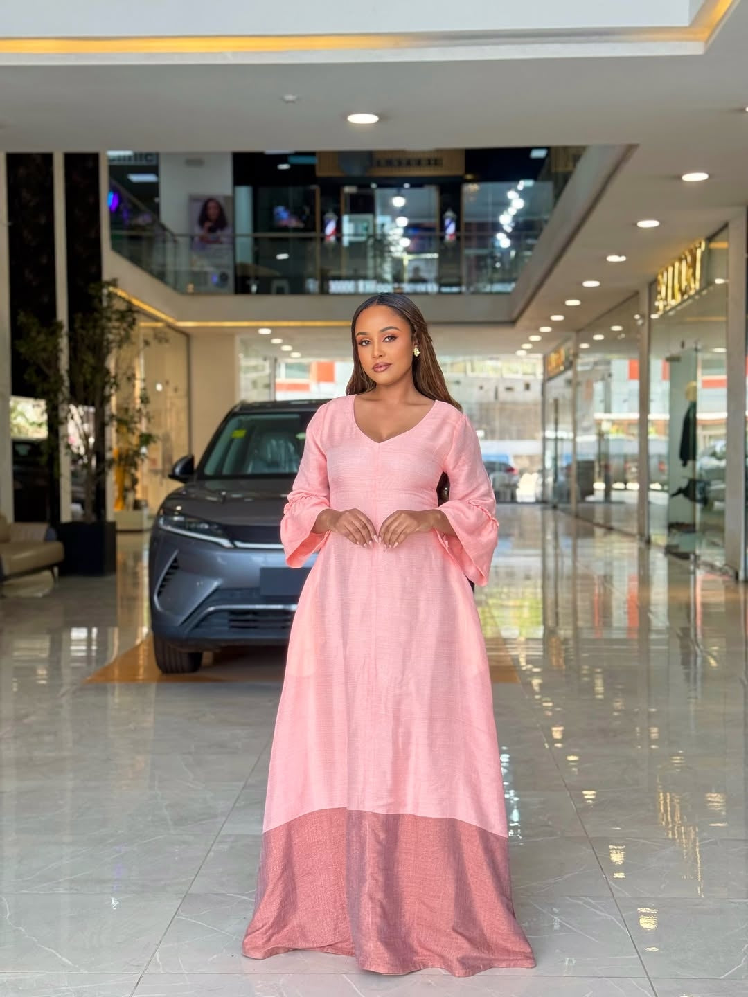 pink ethiopian dress Pink Chiffon/ethiopian and Eritrean Traditional Habesha Dress