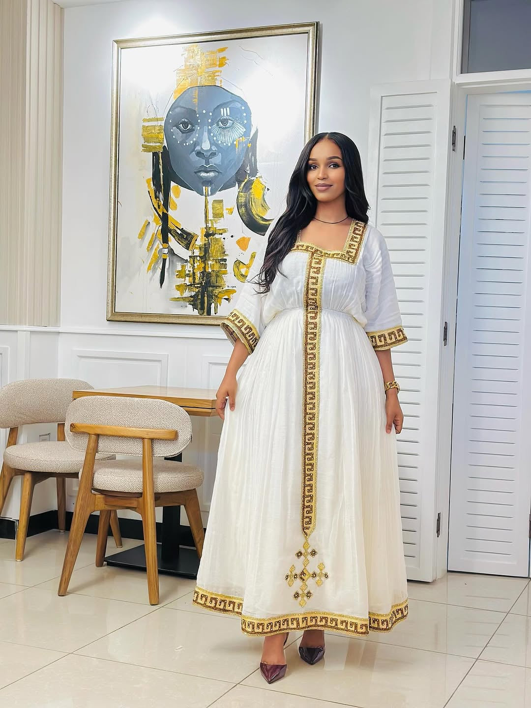 ወርቅ ኢትዮጵያ ቀሚስ | ለሰርግ የባህላዊ የሃበሻ ልብስ