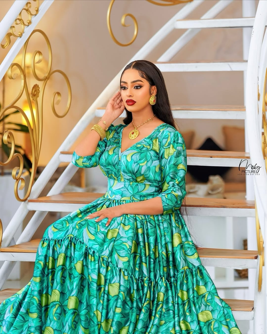 ethiopian dress chiffon Lightweight Green Habesha – Flowing Outfit for – Habesha Dress Store plus_size Nordstrom Hinge boho peasant *Handmade from soft Length:Short 54