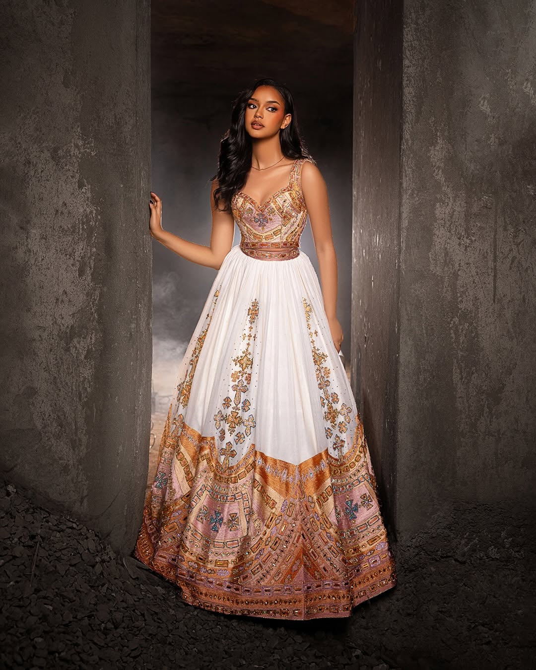 Luxiourous Gold Habesha Libs – Vibrant Ethiopian Outfit for Special Ceremonies