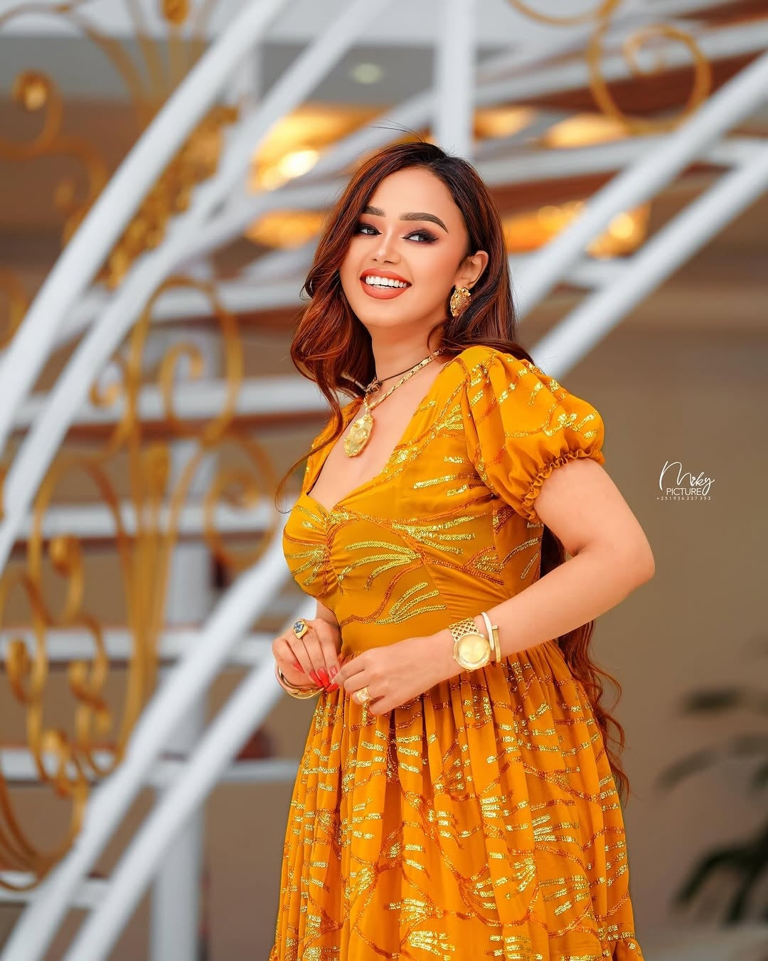Yellow Ethiopian Chiffon Dress – Flowing Habesha Outfit with Elegant D