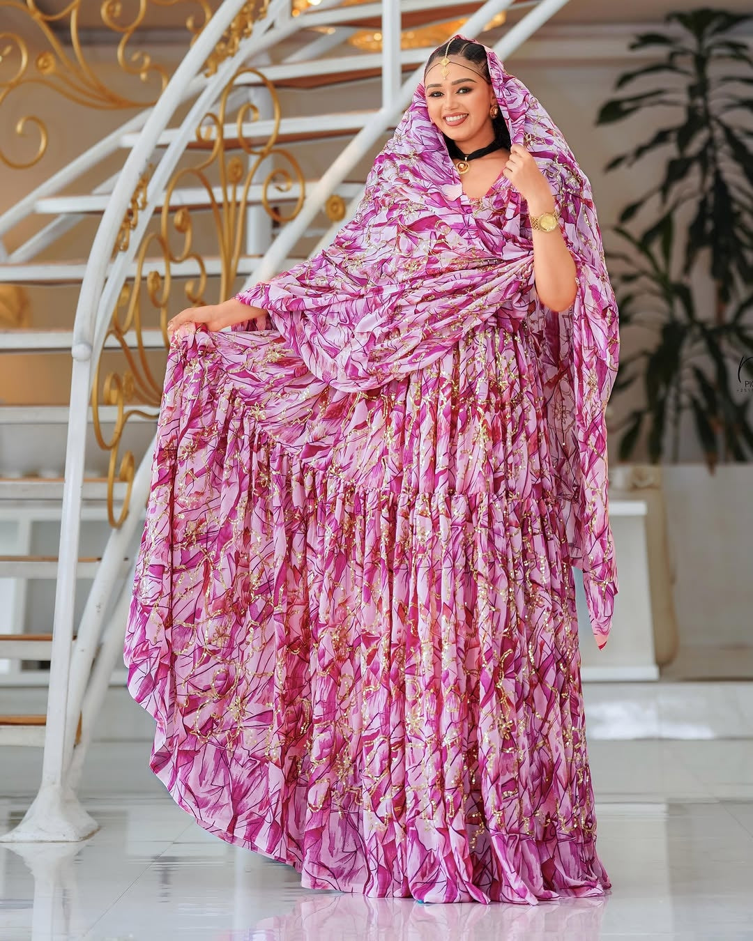 pink habesha dress Atitegeb Pink Embroidery Habesha Dress | Traditional Ethiopian Habesha Kemis