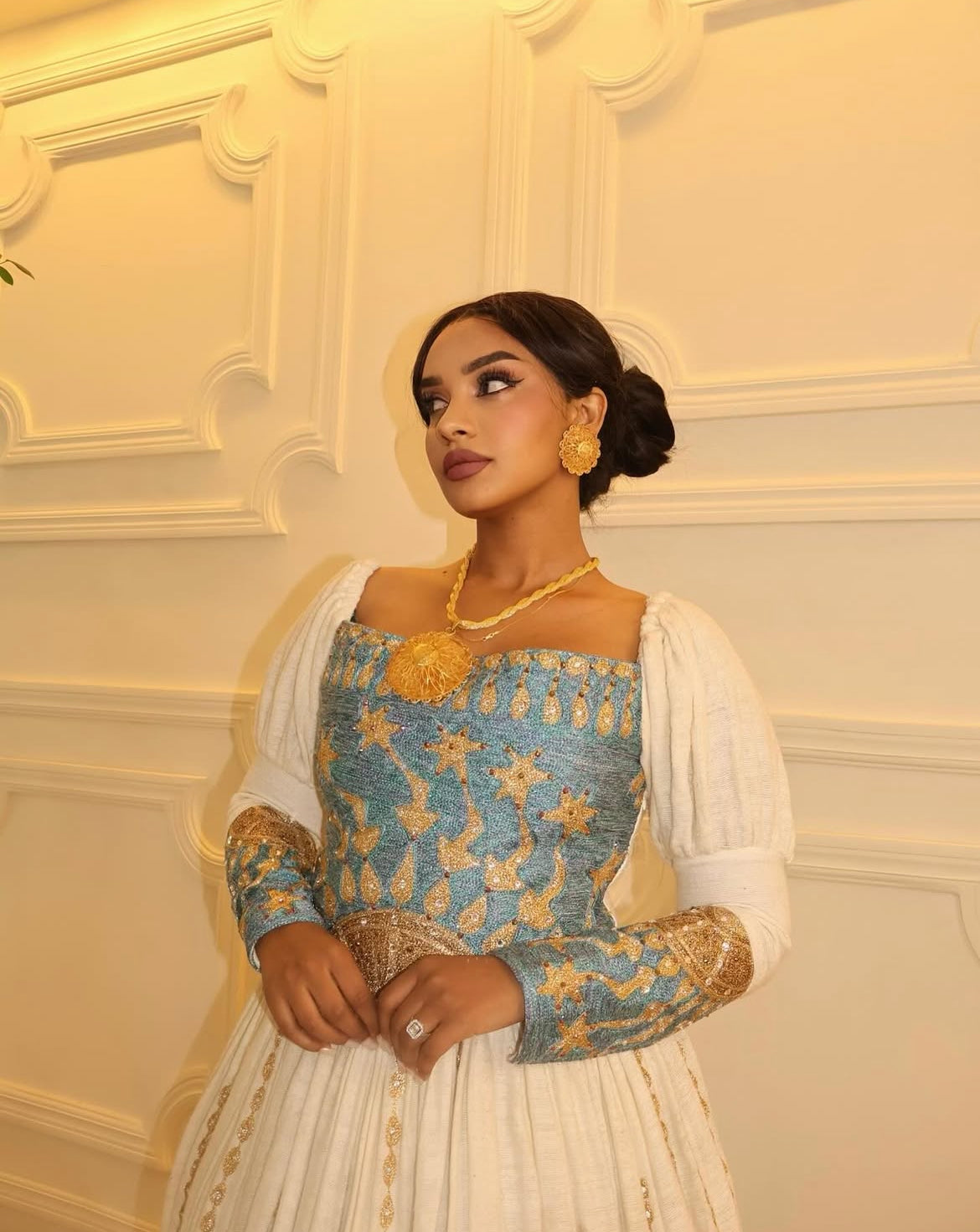 Elegant Habesha Kemis – Royal Blue Embroidered Traditional Outfit
