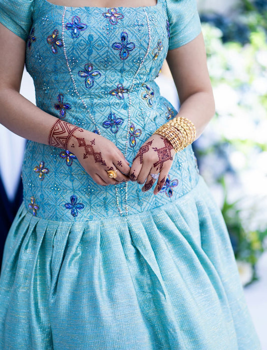 Elegant Light Blue Habesha Dress – Traditional Habesha Kemis Inspired Ethiopian Dress